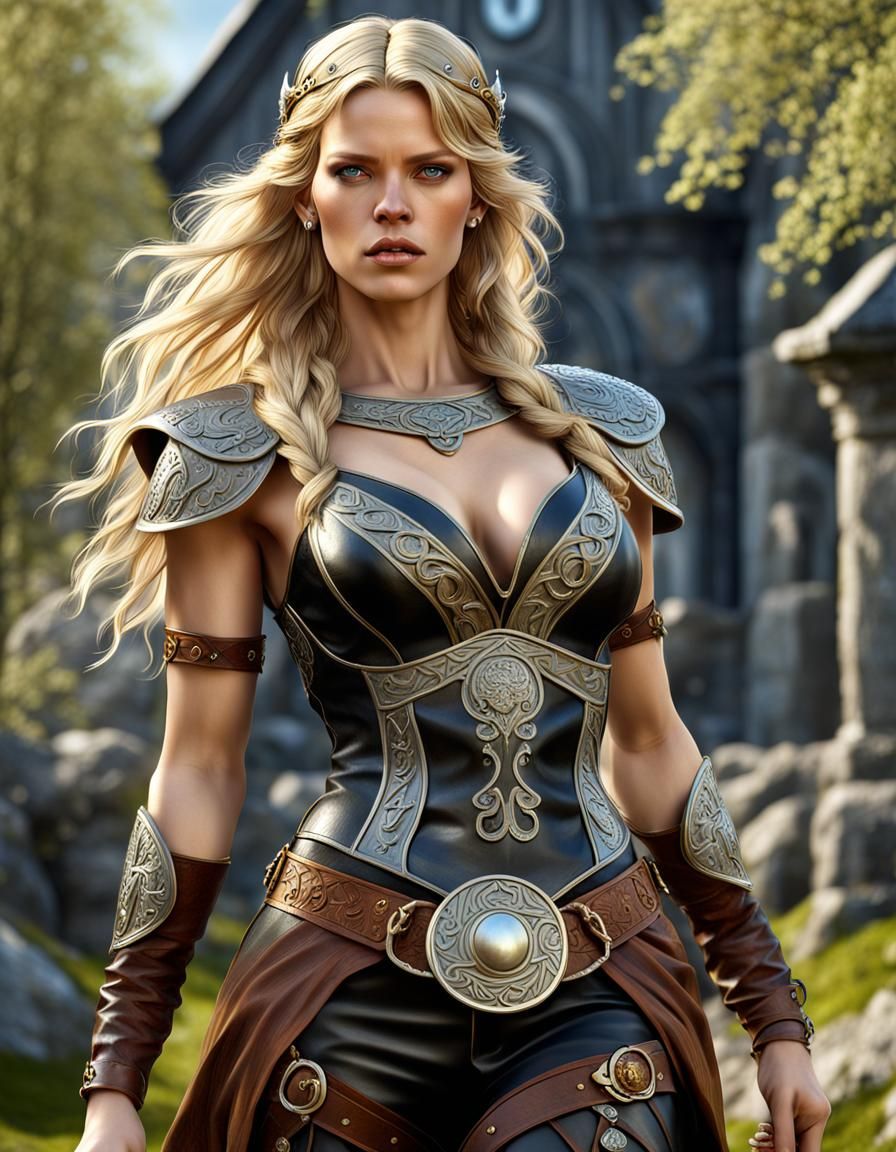 Nordic Viking Goddess Freja in Art Nouveau Style