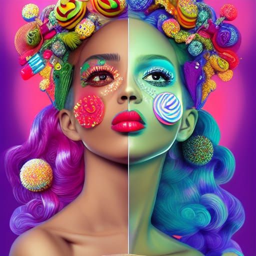 Candy Kisses and Sunny Day in Hyperrealistic Illustration