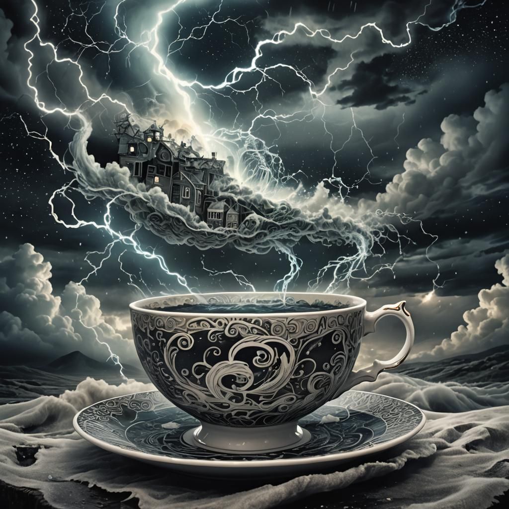 Teacup Hurricane in Zentangle-Inspired Eldritch Style