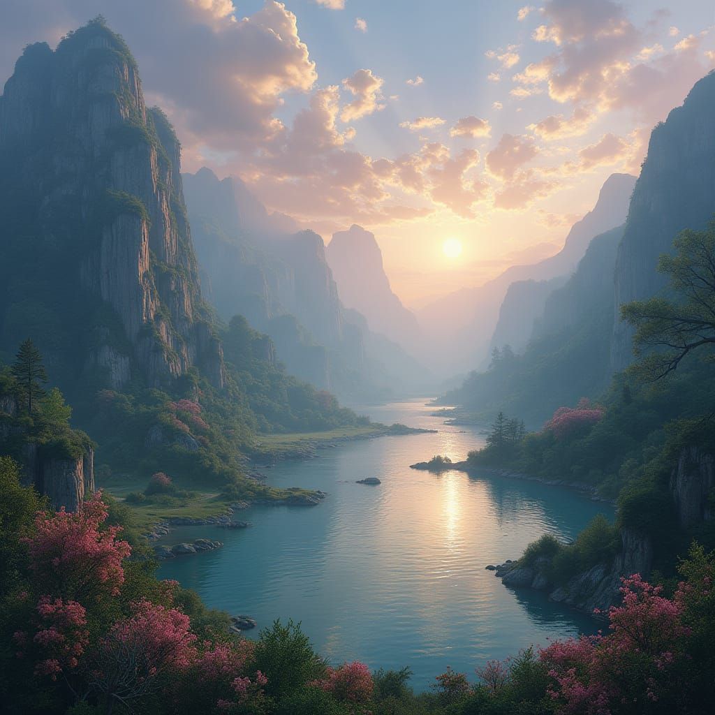 Ethereal Valinor Landscape in Resplendent Beauty