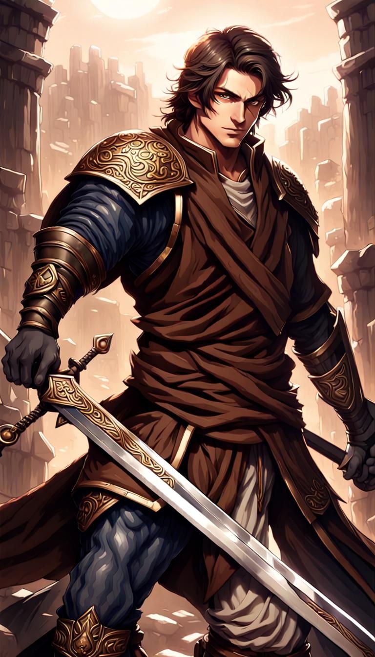 Brave Swordsman in Dark Fantasy Style