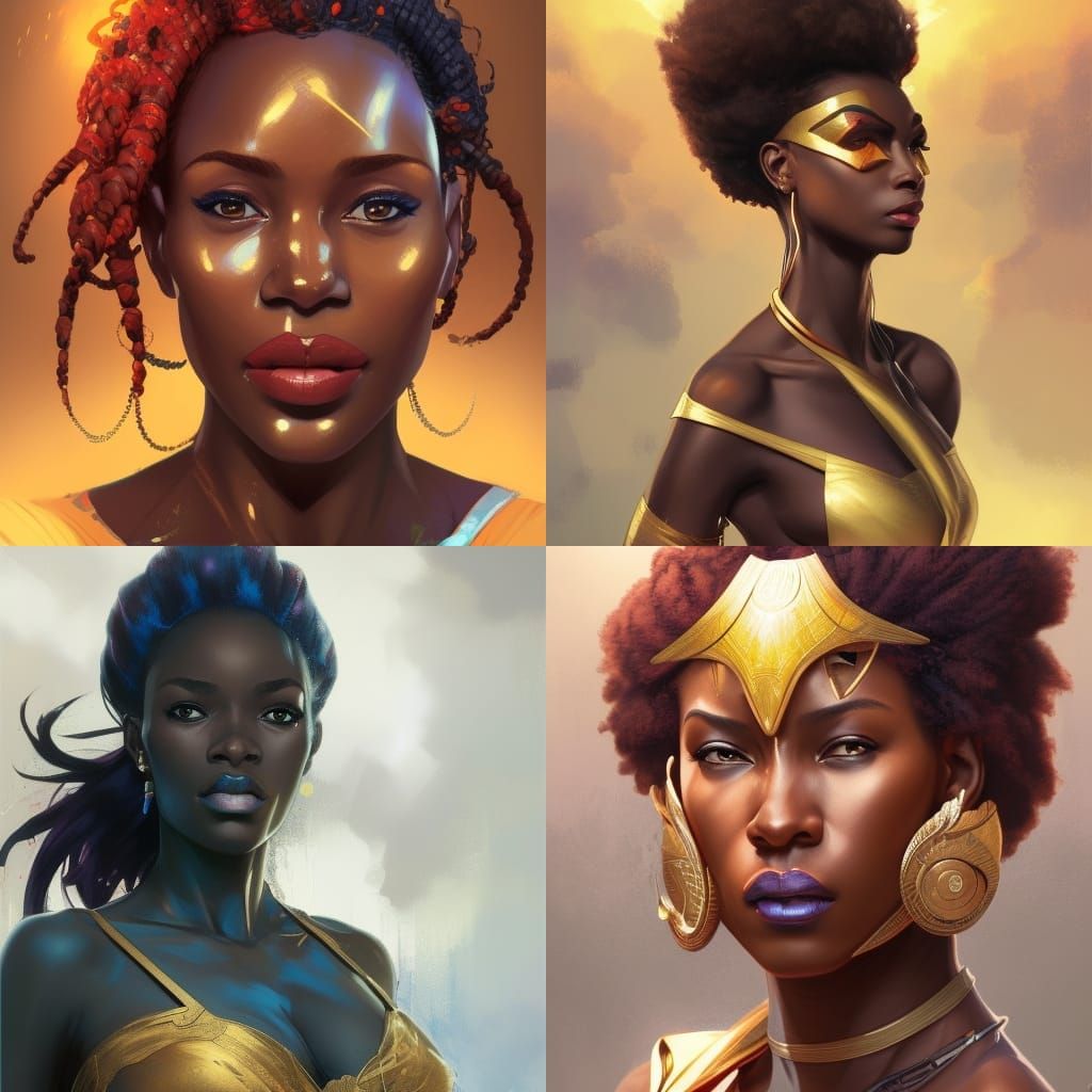 African Superhero Portrait in Hyperdetailed Digital Art