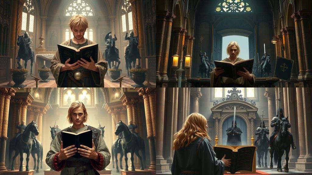 Medieval Knight Under Siege in Gothic Cathedral