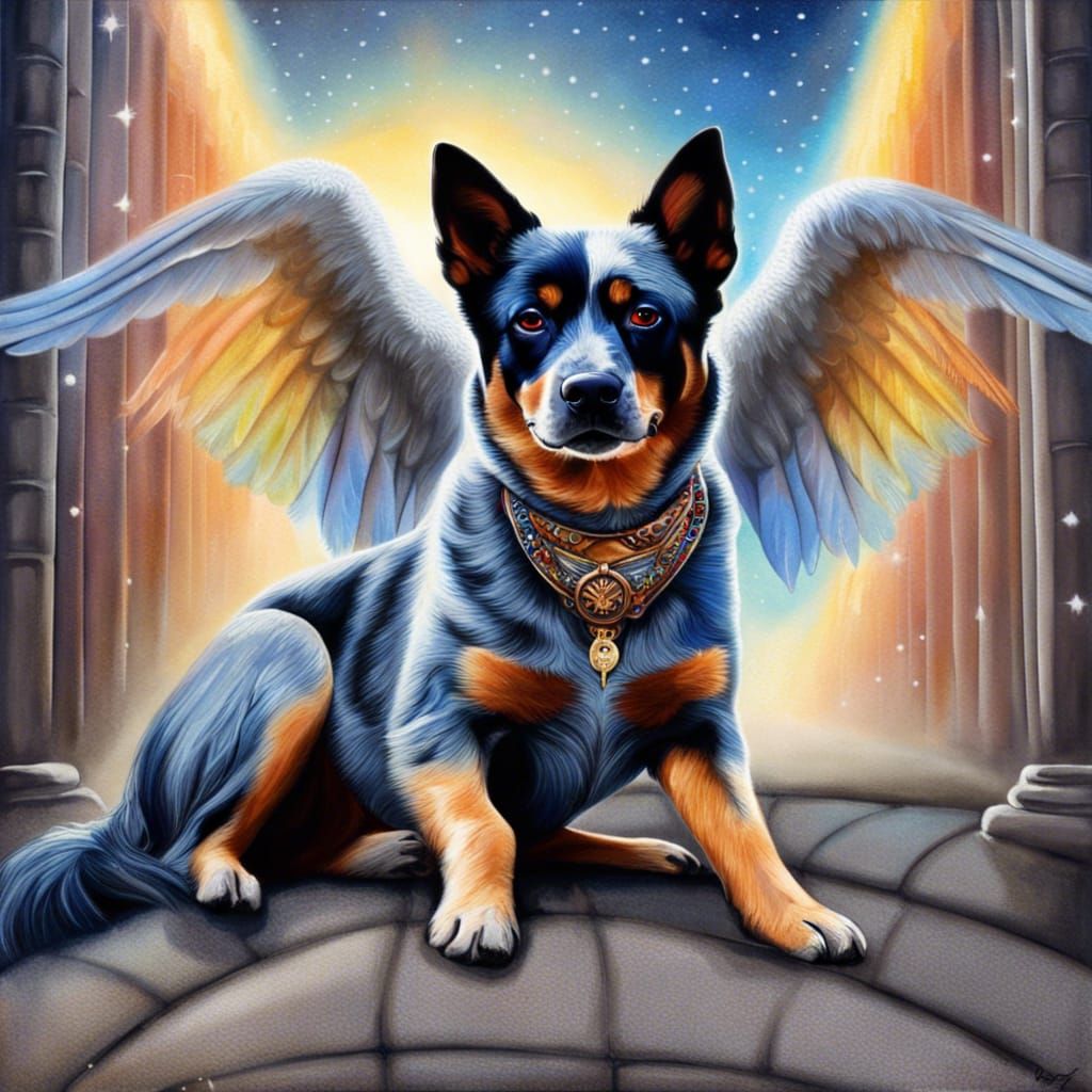 Blue heeler with angel wings