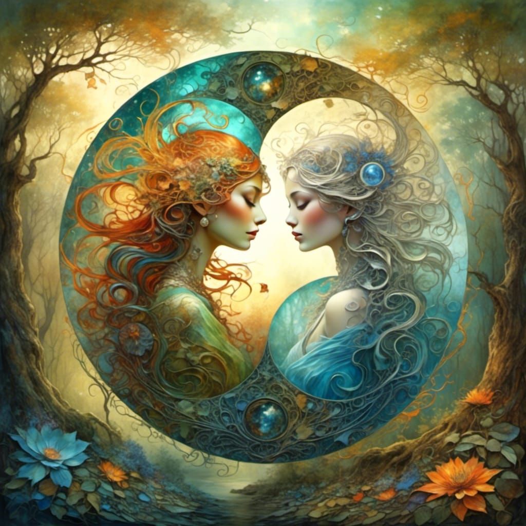 Elegant Yin Yang in Fantasy Forest