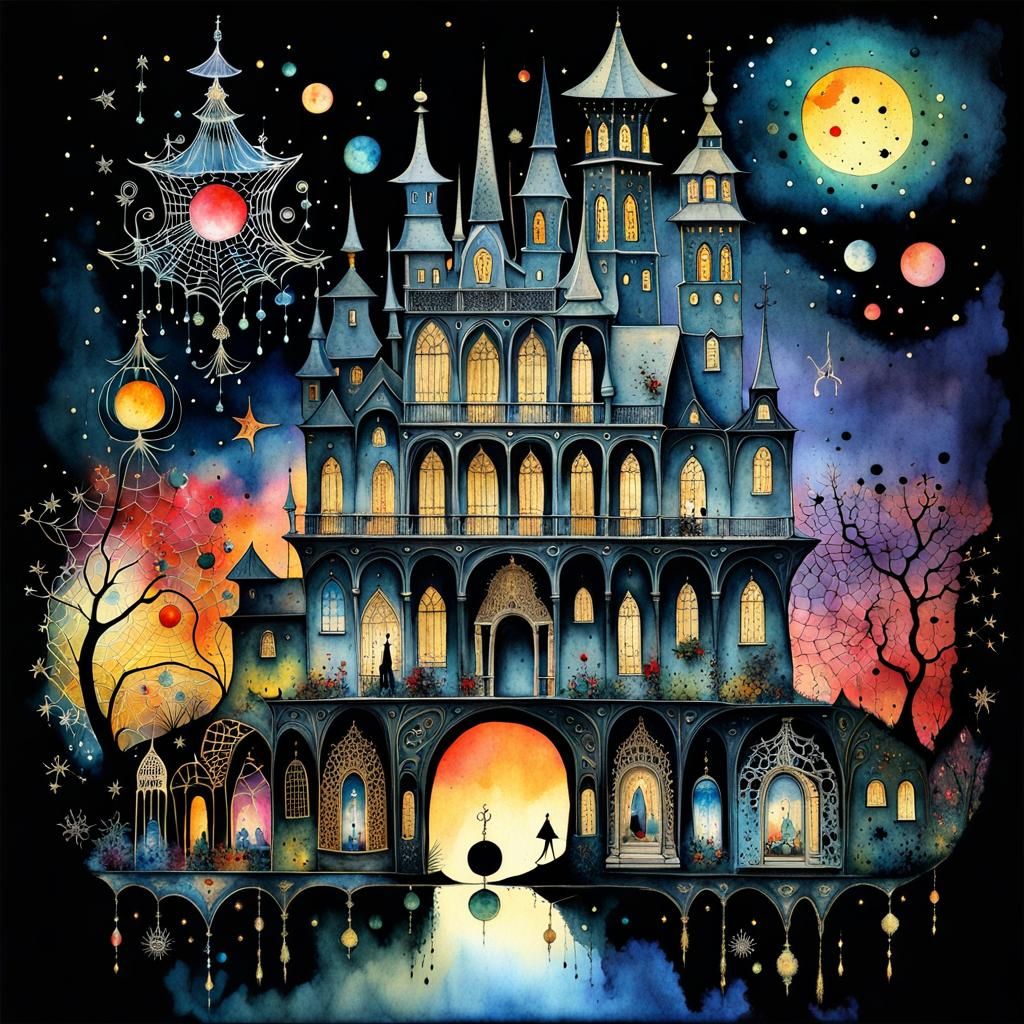 Luminous Rose Garden at Twilight: Collage Art Illustration