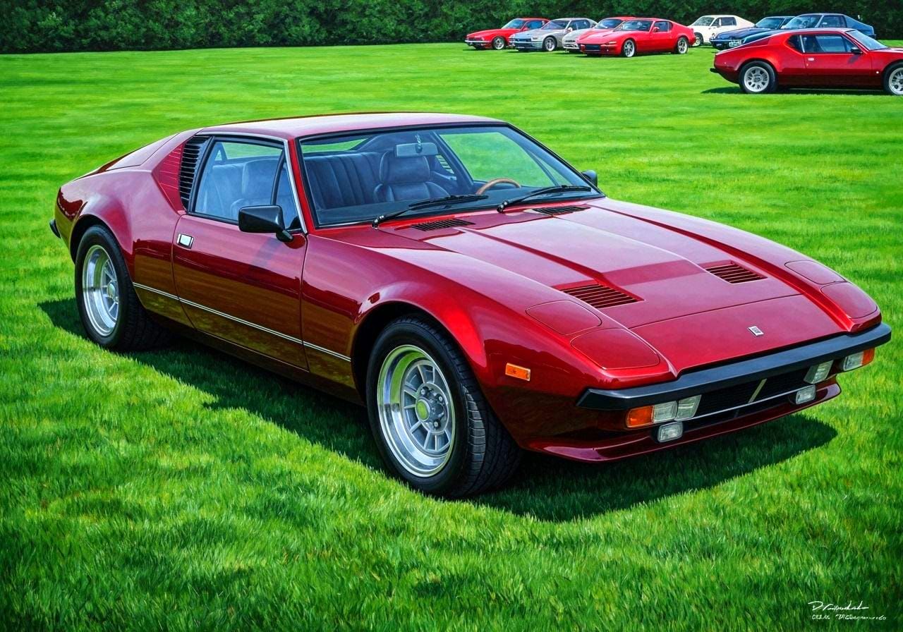 Hyperrealistic 1986 DeTomaso Pantera GT5-S in NC Wyeth Style