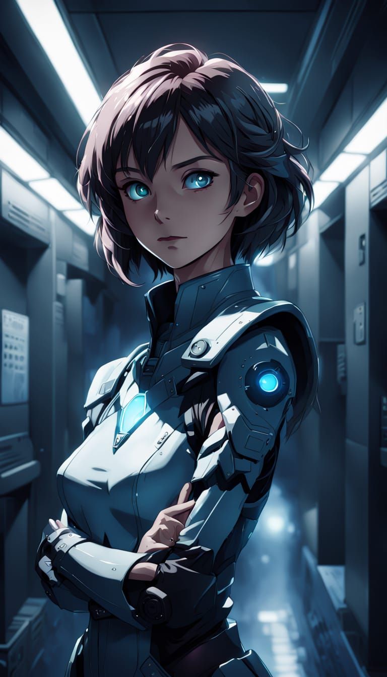 Ethereal Starship Commander in Anime Style