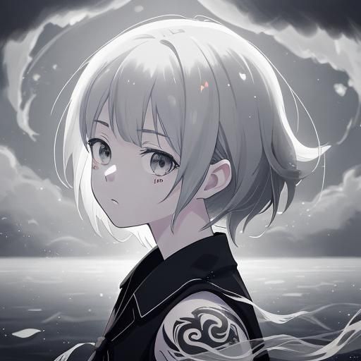 Anime Girl Portrait with Swirling Tattoos in 3D