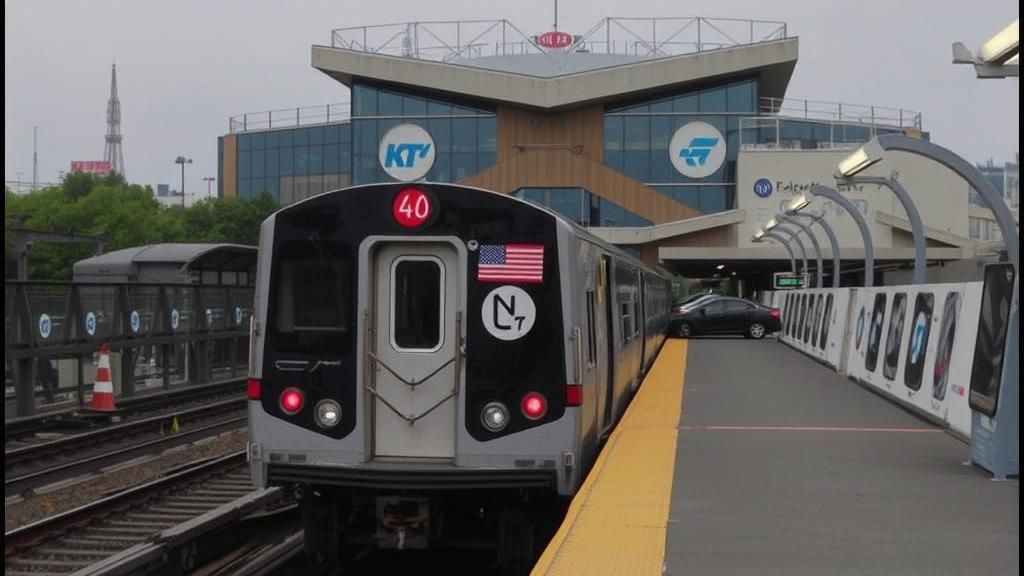 NYC Subway Train at Howard Beach Station