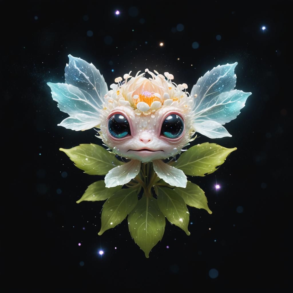 Whimsical Alien Flower in Ethereal Nebula