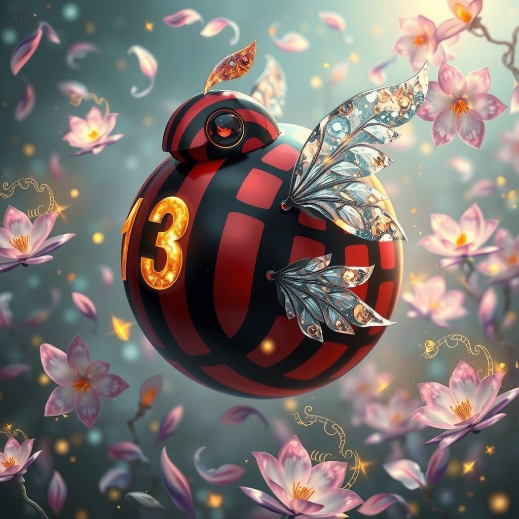 Dreamlike Spherical Creature in Floating Gardens