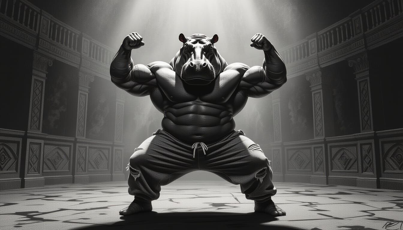 Hippo Bodybuilder in Dark Fantasy Arena