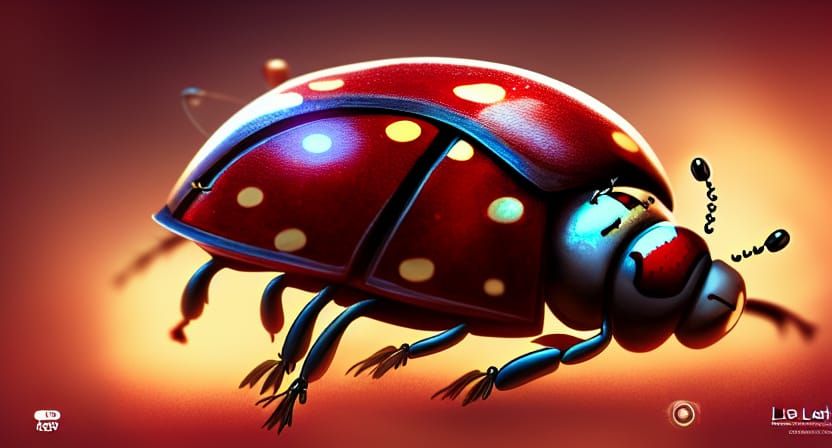 Steampunk Ladybug Powered by Lightning: Digital Illustration