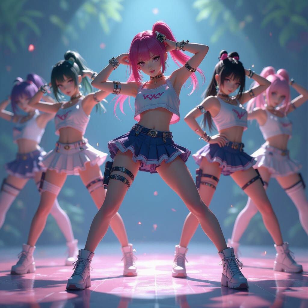 Katseye Girl Group Twerking in 3D Anime Style