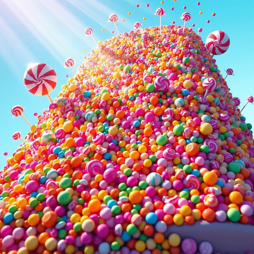 Surreal Candy Wonderland Reaches for the Skies in Vibrant Hy...