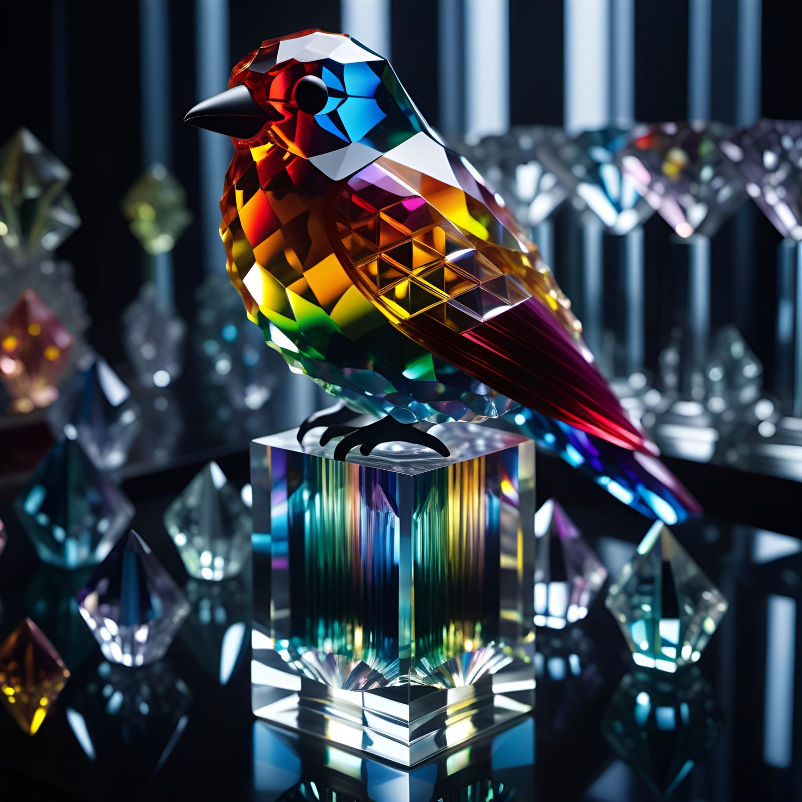 kaleidoscopic Prisms Hyperrealism Crystals prism Baccarat crystal Prism René Lalique Art deco glass birds Prismatic Crys...