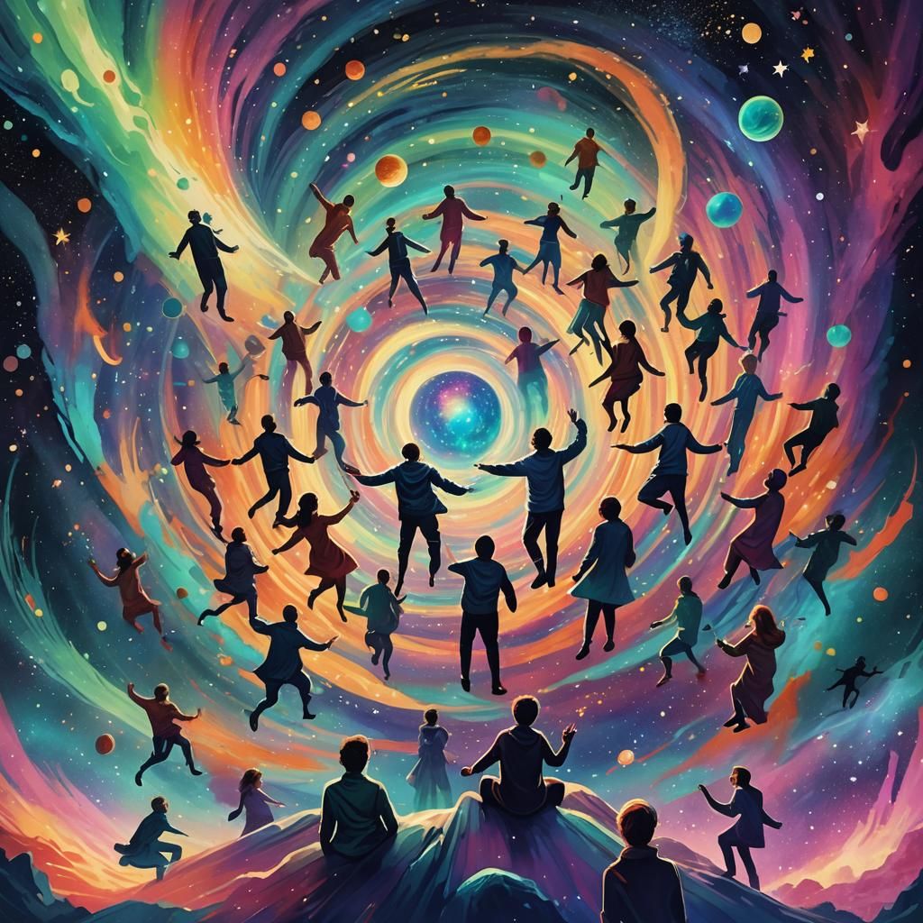 Cosmic Surrealist Astral Travelers in Holographic Art