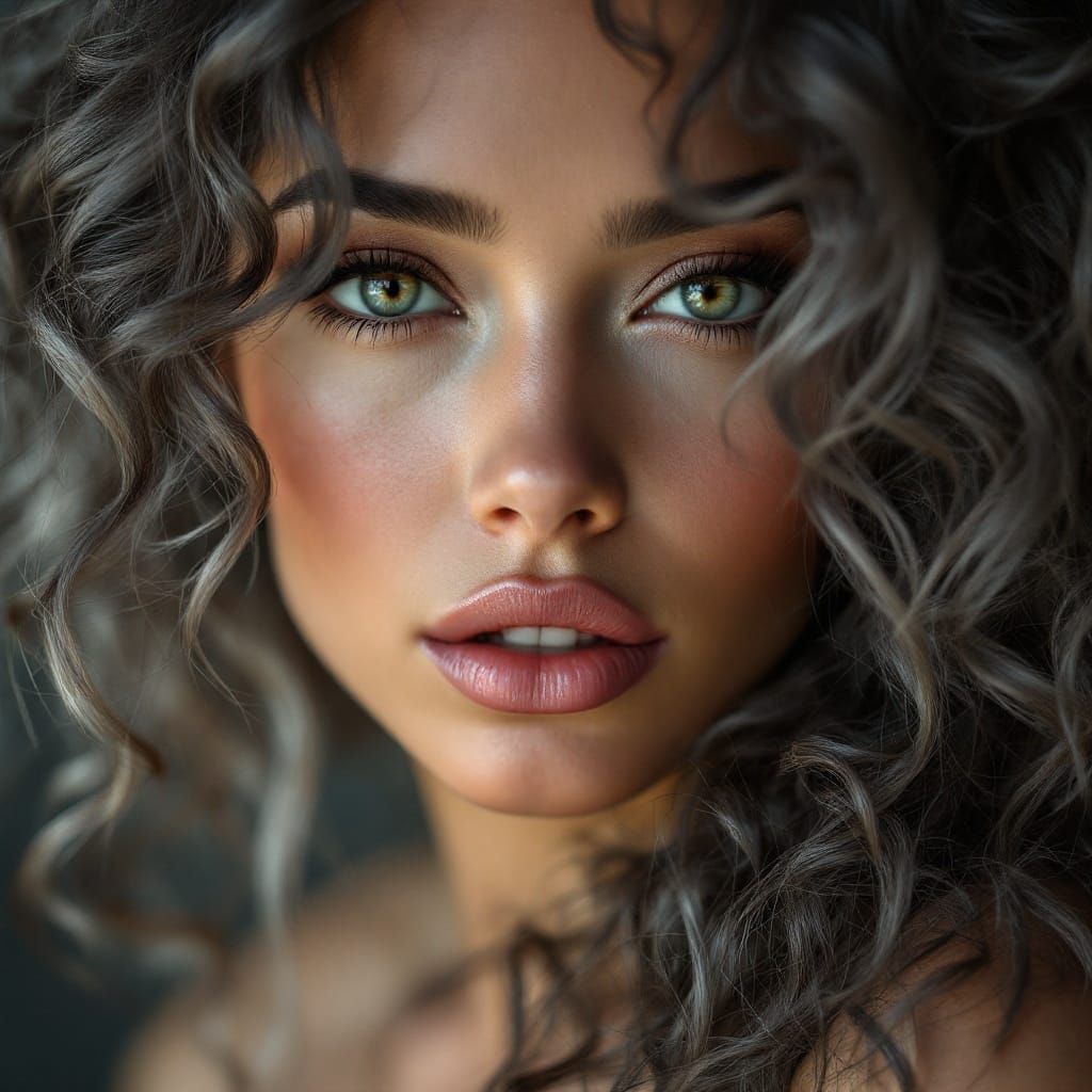 Surreal Hyper-Realistic Portrait of a Gorgeous Woman with Th...