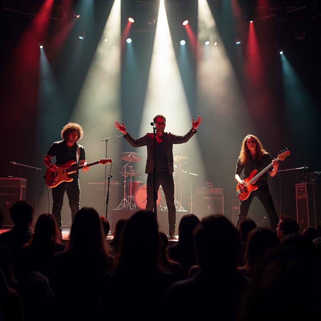 Rock Band Live Performance with Vibrant Lighting