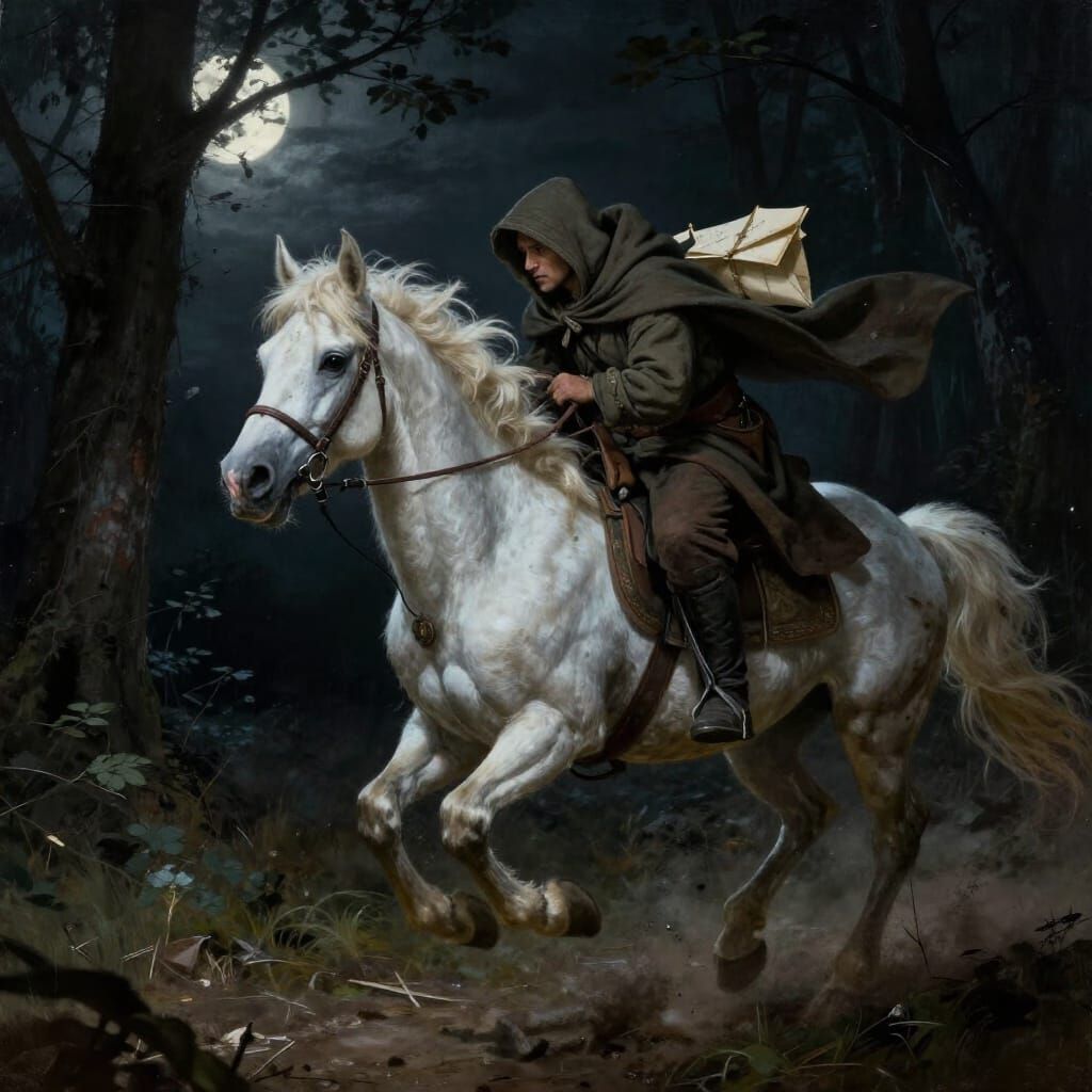 Swift Pack Animal Gallops Through Moonlit Forest Path