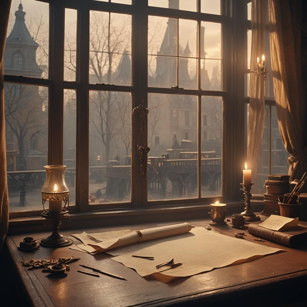 Victorian Love Letter by Candlelight: Digital Matte Painting