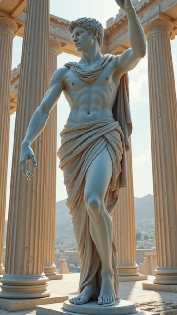 Ancient Roman Warrior in Epic Temple Setting