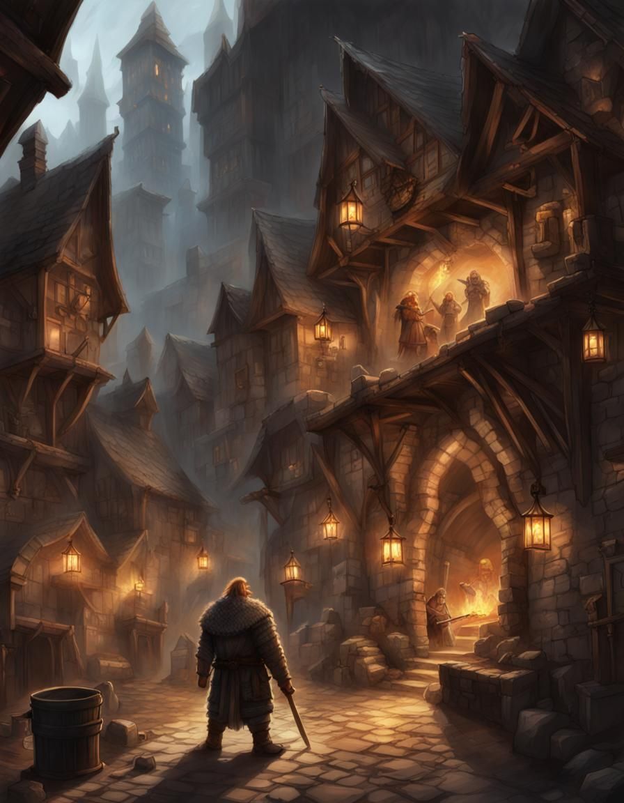 Medieval City: Dwarven Ghost Blacksmith at Forge