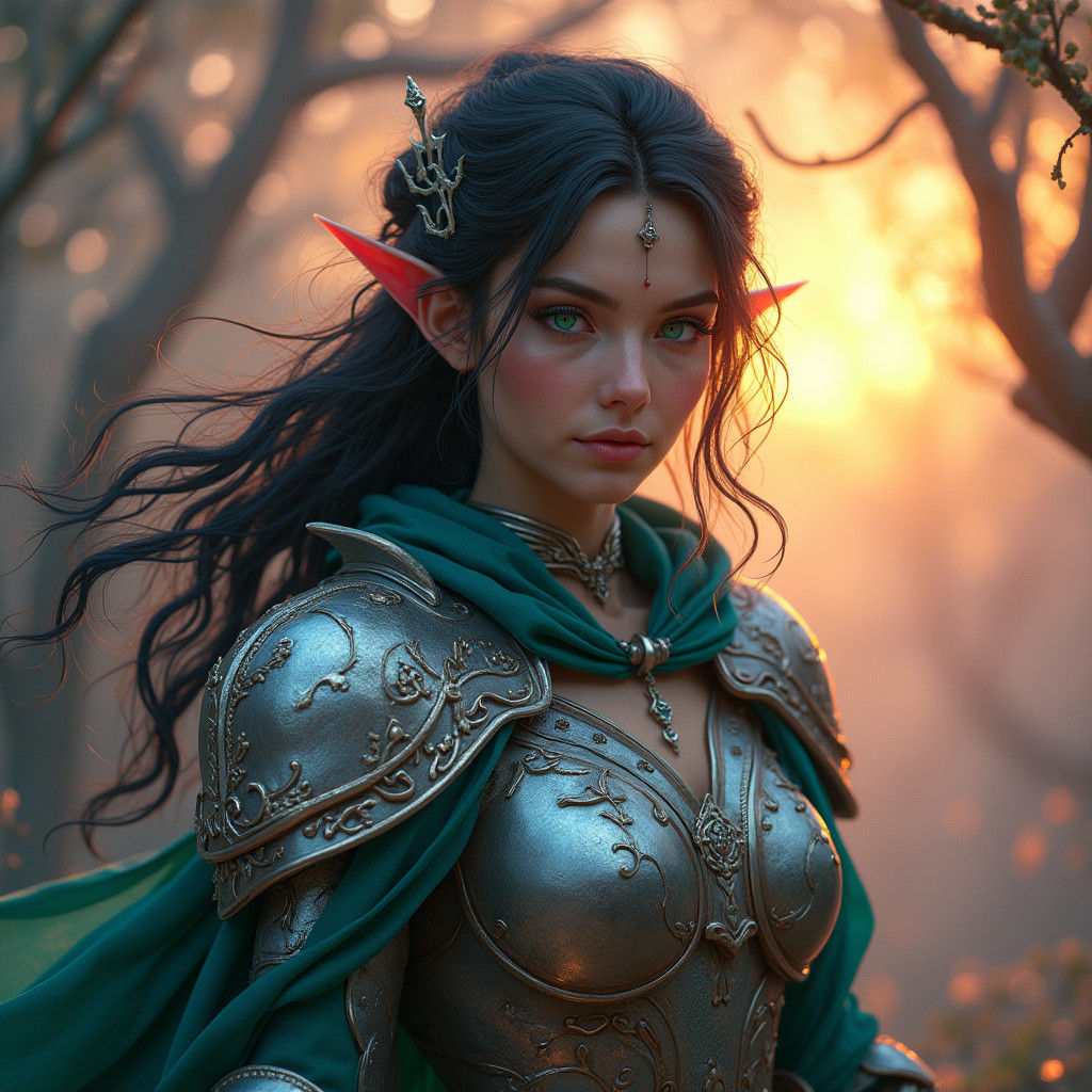 Elf Warrior Woman in Fantasy Realm