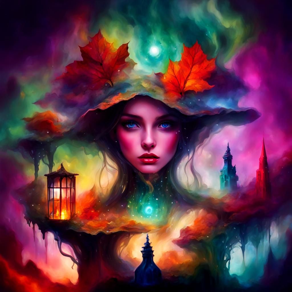 Magical Surrealism with Fantasy Creatures and Sparkling Deta...