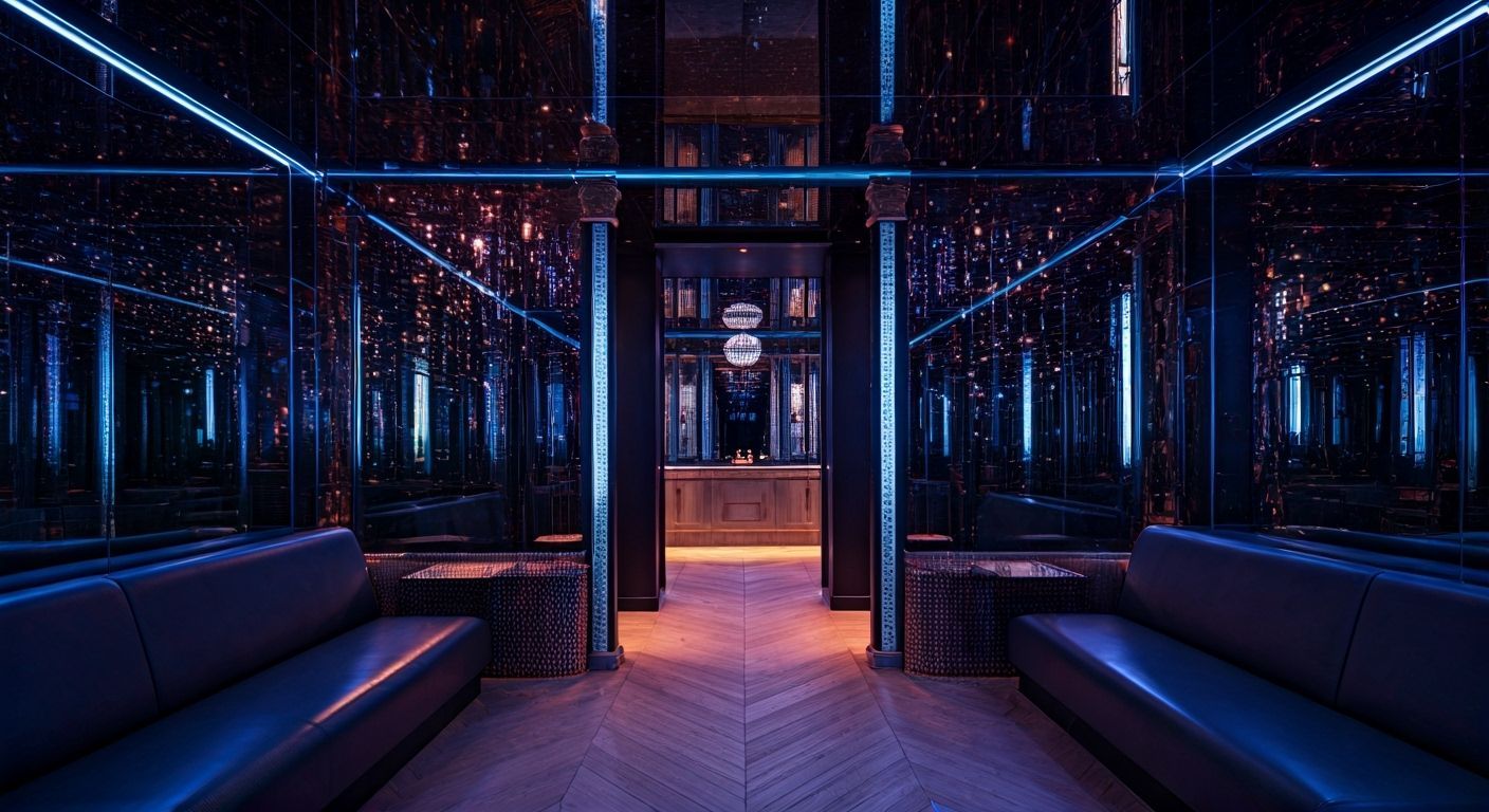 Luxury Bathroom with Nebula Lighting and Chic Accents