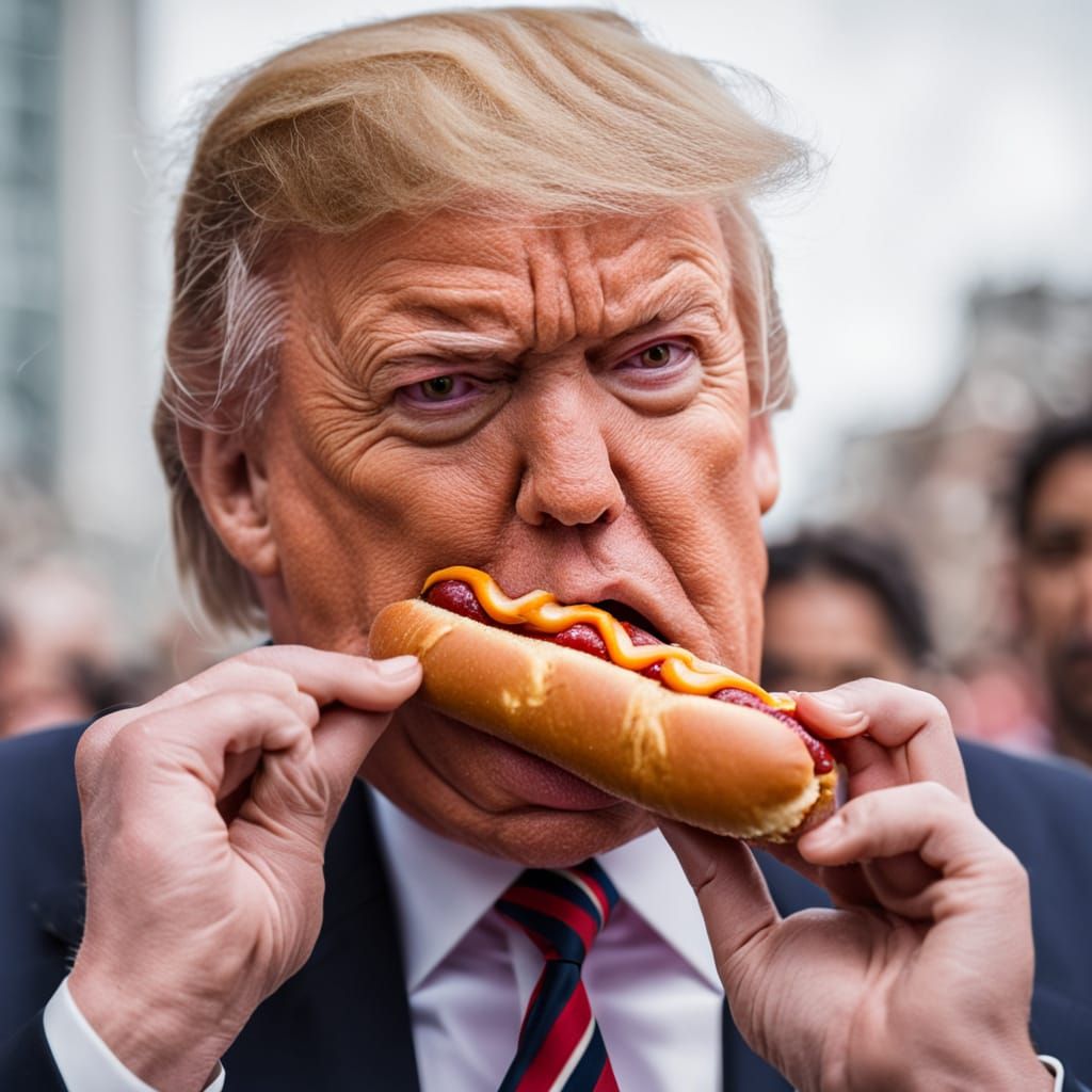 Man Eats Hotdog in Professional Photography Style