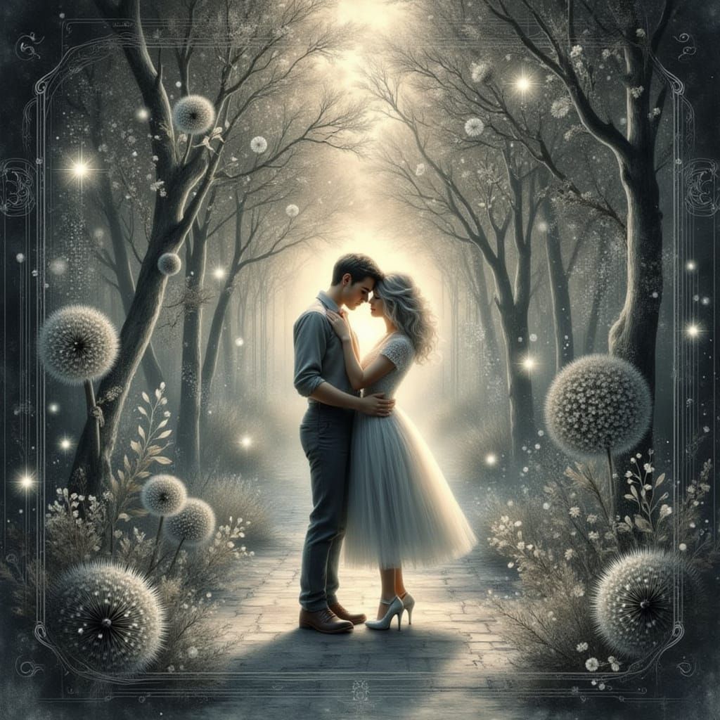 Dreamlike Dandelion Labyrinth in Ethereal Glow