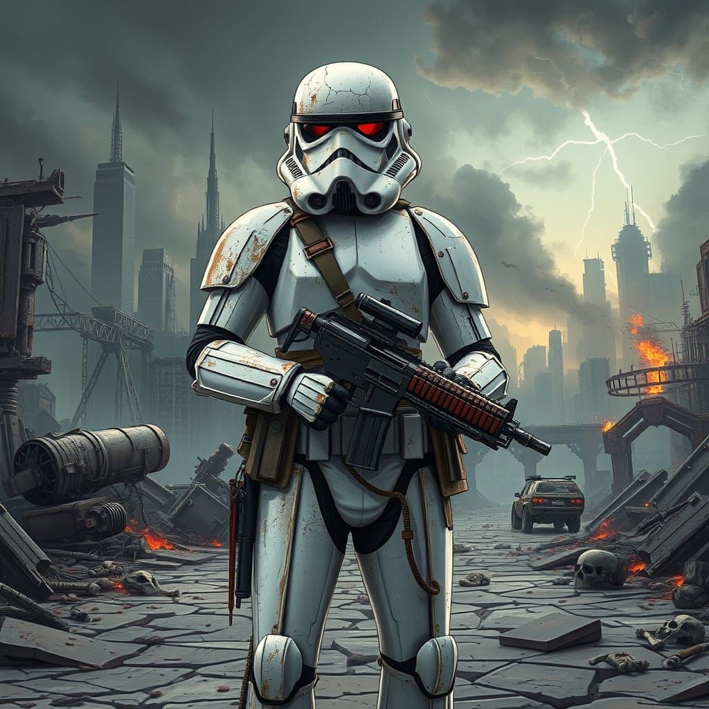 Post-Apocalyptic Stormtrooper in a Worn and Weathered State