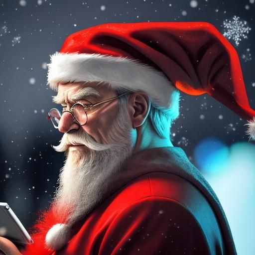 Santa Claus Tablet Portrait in Hyper-Realistic Digital Art
