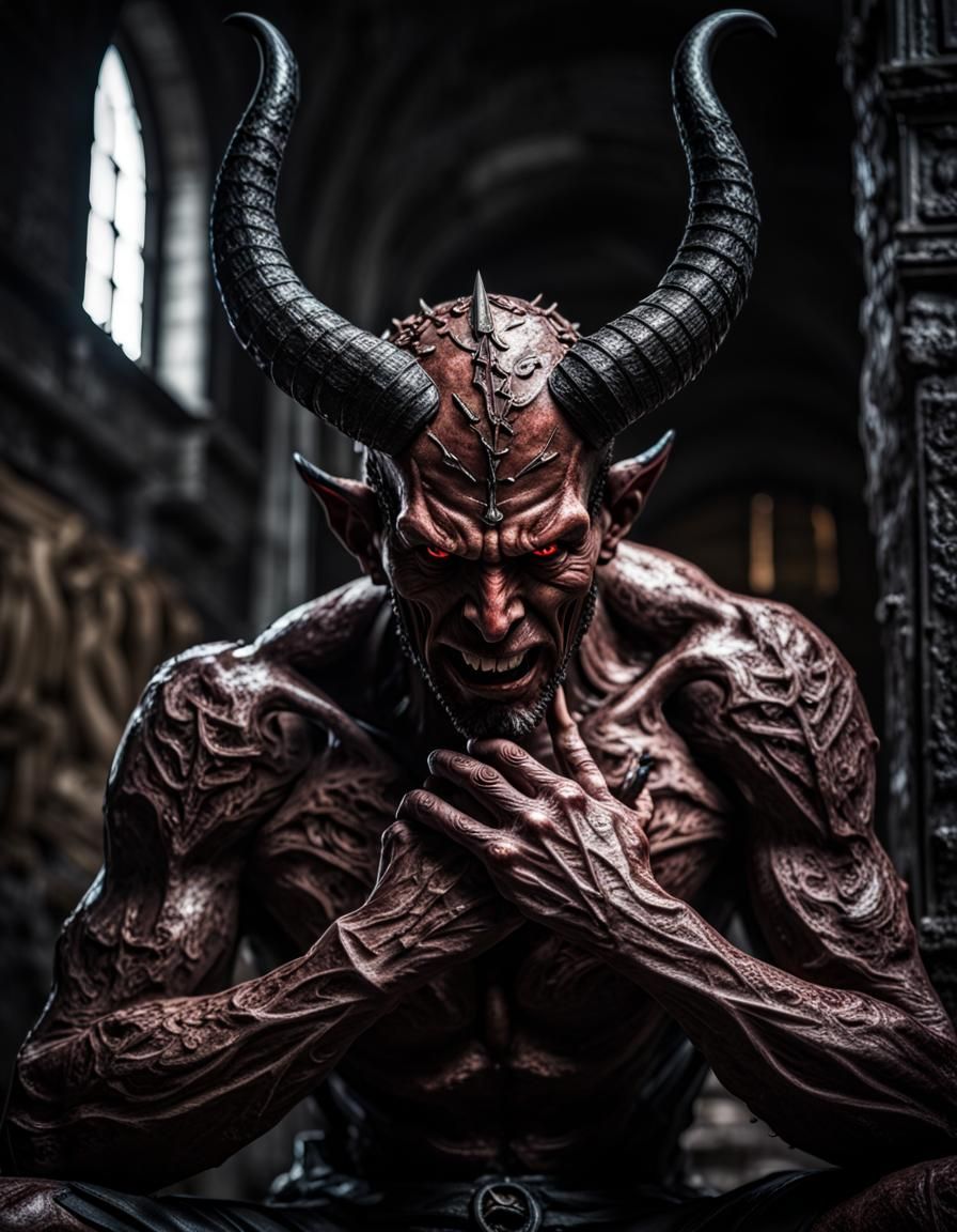 Moody Dark Devil Scene in Hyperrealistic Style