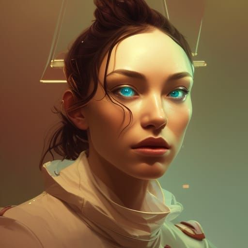 Detailed Astronaut Portrait in Art Nouveau Style