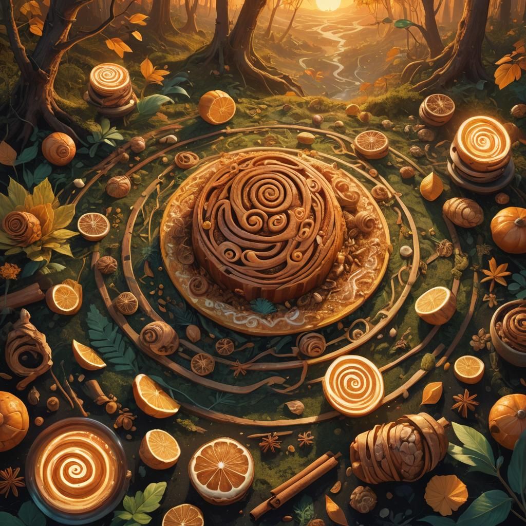 Fantasy Spices in Amber Light: Dreamy Illustration