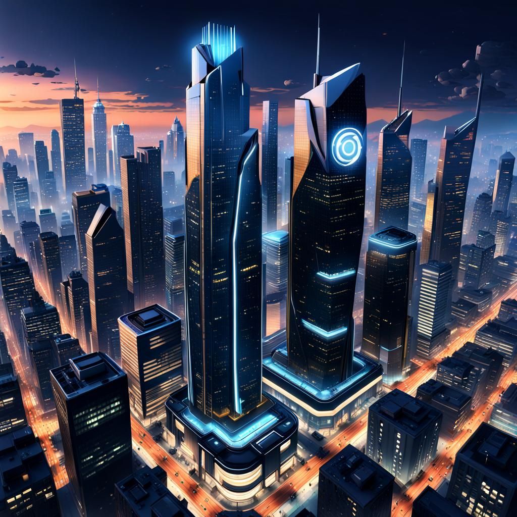 Night Cityscape in Zaha Hadid Style, Digital Art