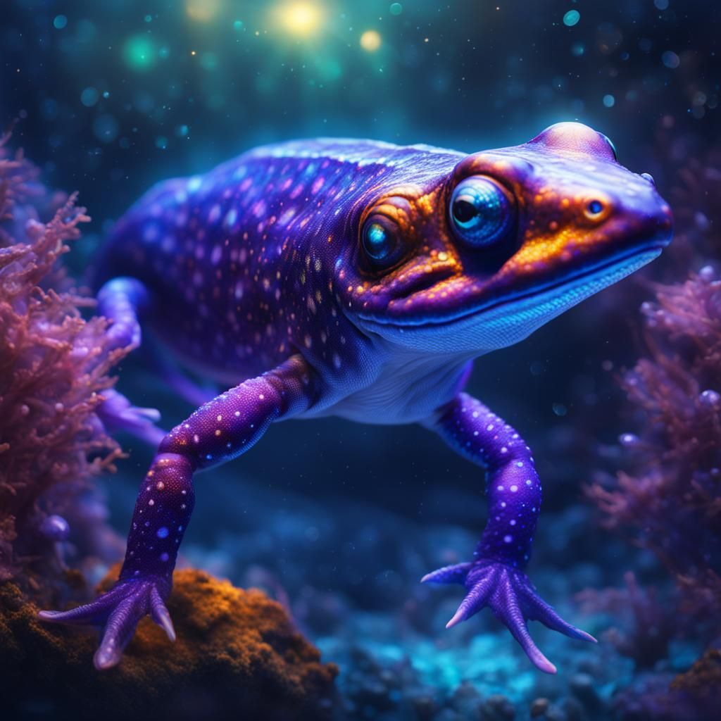 Blue and Purple Newt Swimming in Unreal Engine