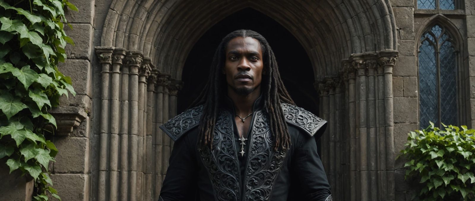 Nubian Vampire in Gothic Castle