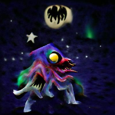 Retro Cosmic Horror Creature in N64 Style