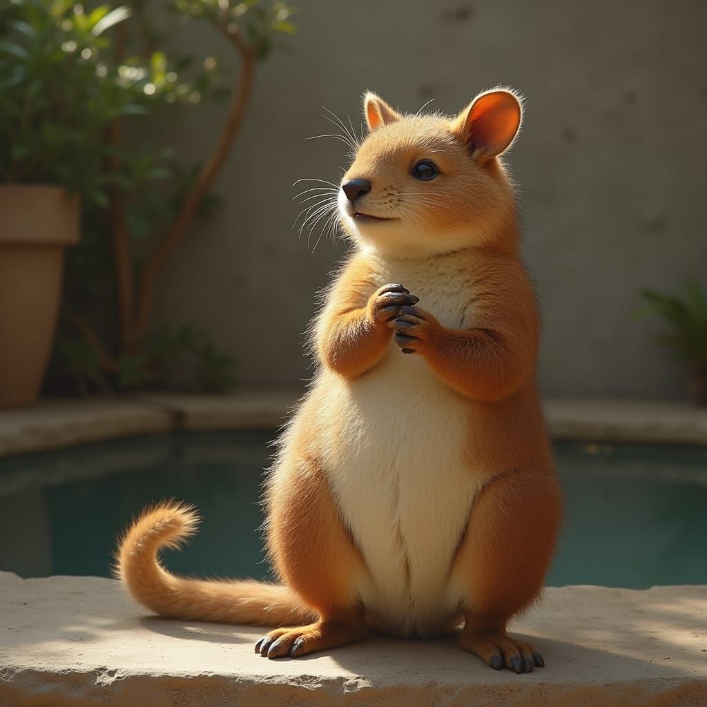 Relaxed Quokka Spa Day in Photorealistic Style