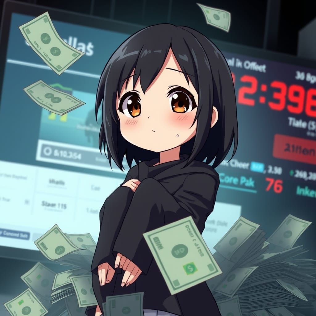 Financial Burden Chibi Anime Woman