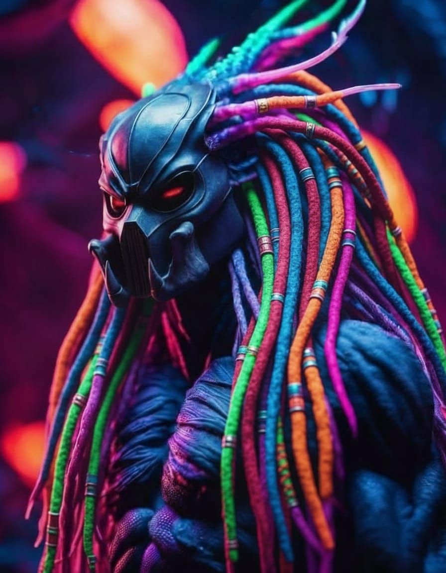 Predator with Bioluminescent Cyberpunk Dreads