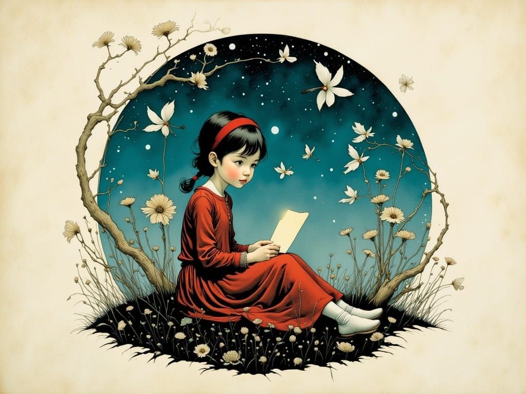 Dreamlike Cityscape in Retro-Futuristic Style