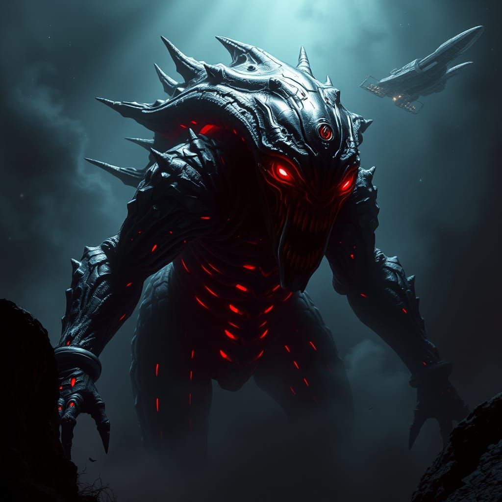 Dark Spectre: Alien Villain in Biomechanical Horror Style