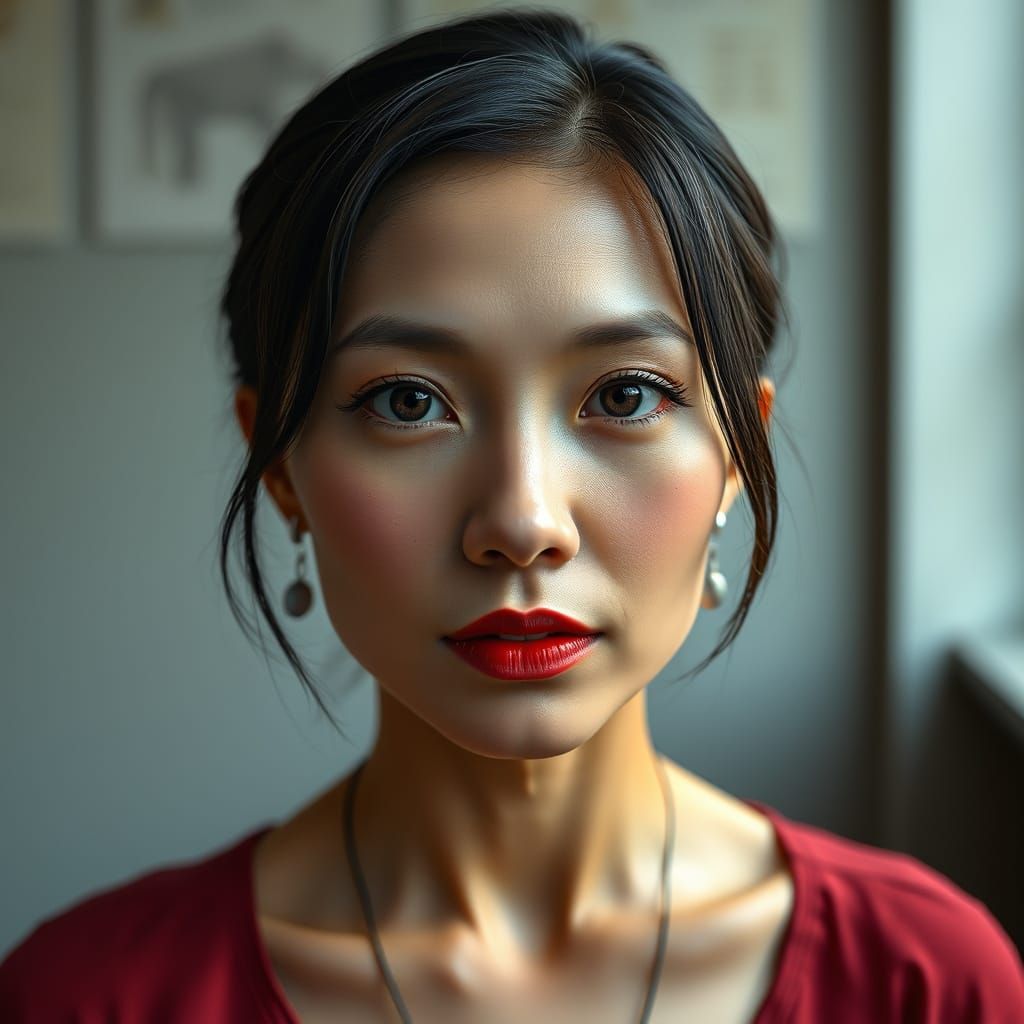 Hyperrealistic Portrait of Woman with Clear Eyes