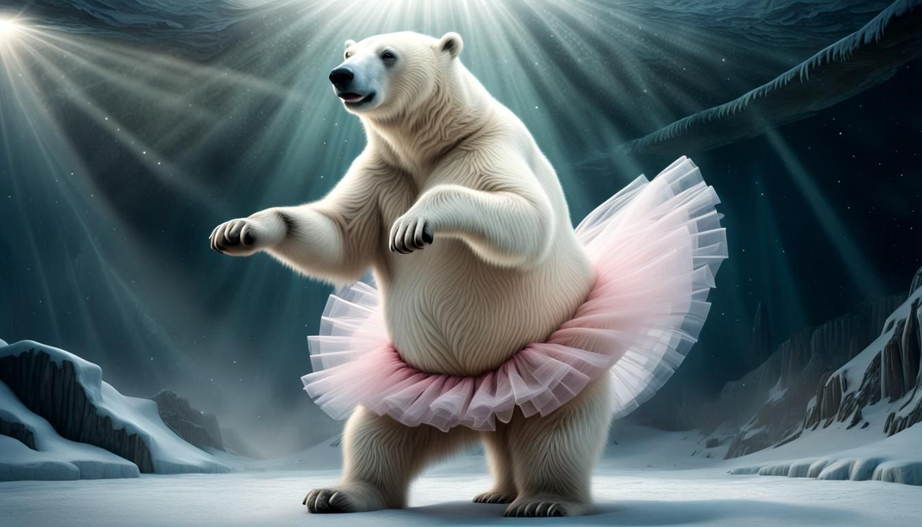 Polar Bear's Tutu Dance: A Digital Painting
