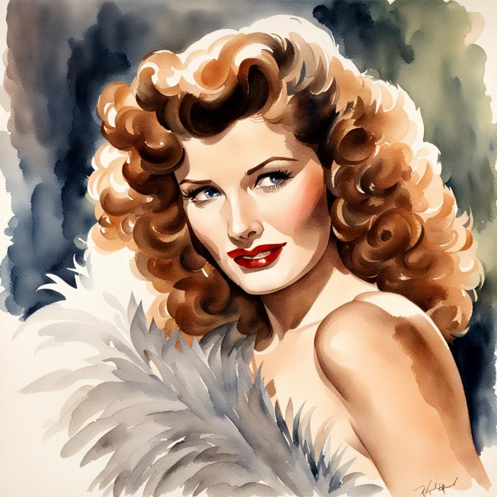 Rita Hayworth as Gilda in Watercolor